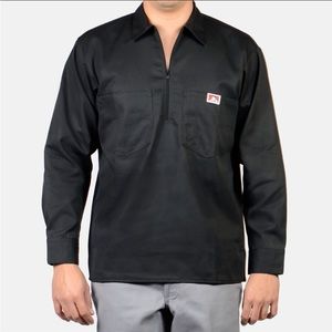 Ben Davis long sleeve solid, half zip black shirt